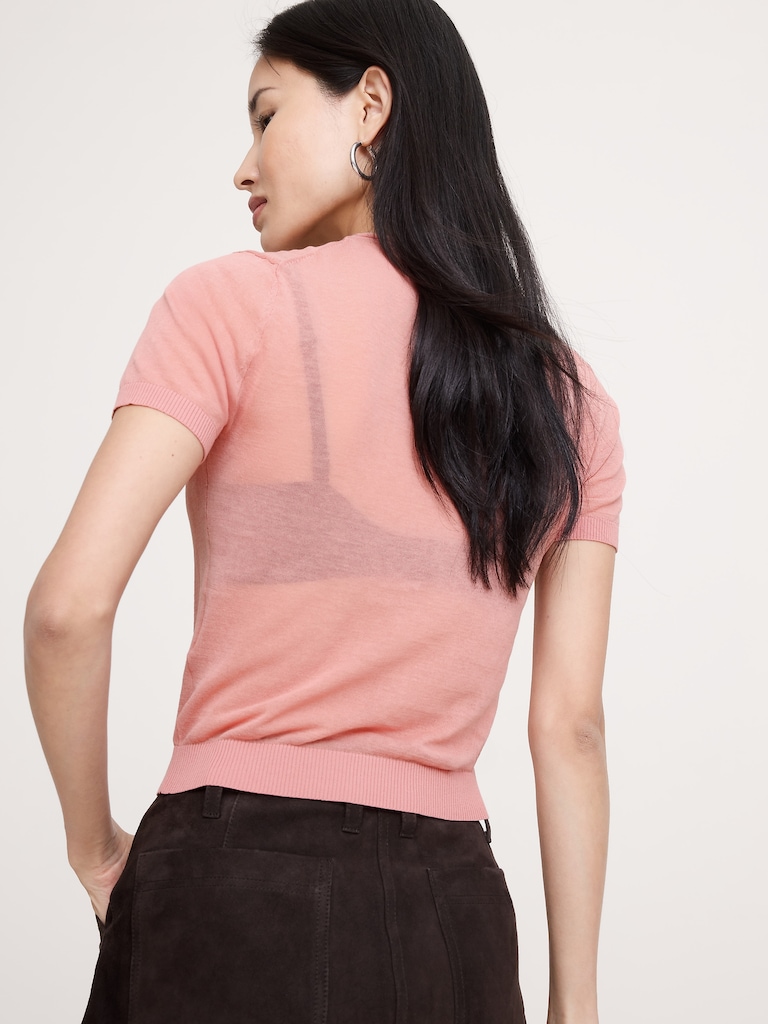 Sheer Ultra-Fine Cotton Sweater Tee