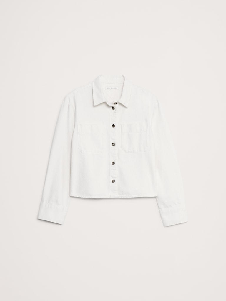 Denim Cropped Utility Shirt