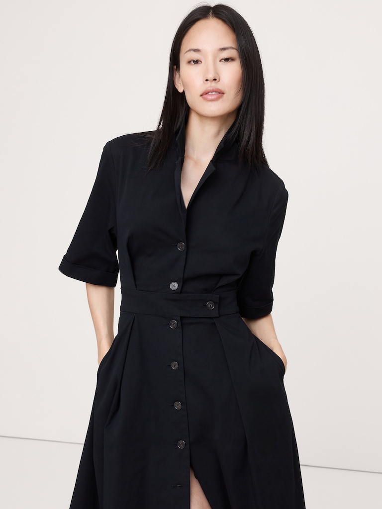 Stretch-Poplin Shirtdress