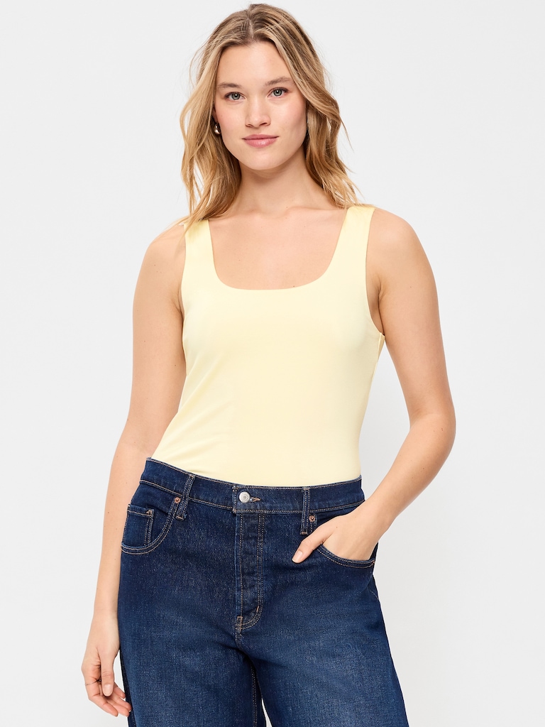 Hug Double-Layer Scoop-Neck Tank Top