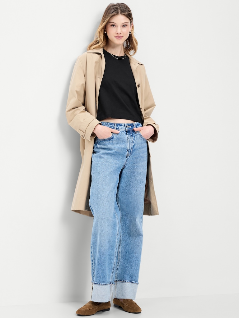 Vintage Crew-Neck Oversized Crop T-Shirt