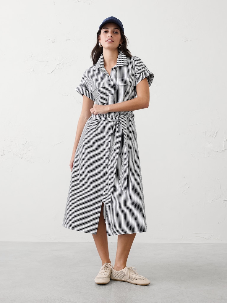 Poplin Utility Midi Shirtdress