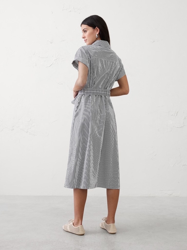 Poplin Utility Midi Shirtdress