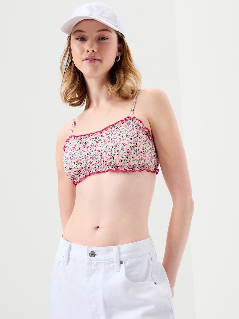 Scoop-Neck Ruffle Swim Top