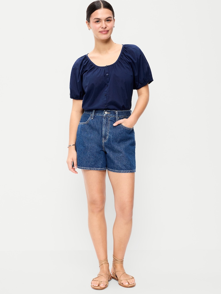 High-Waisted Wow Baggy Jean Shorts -- 5-inch inseam