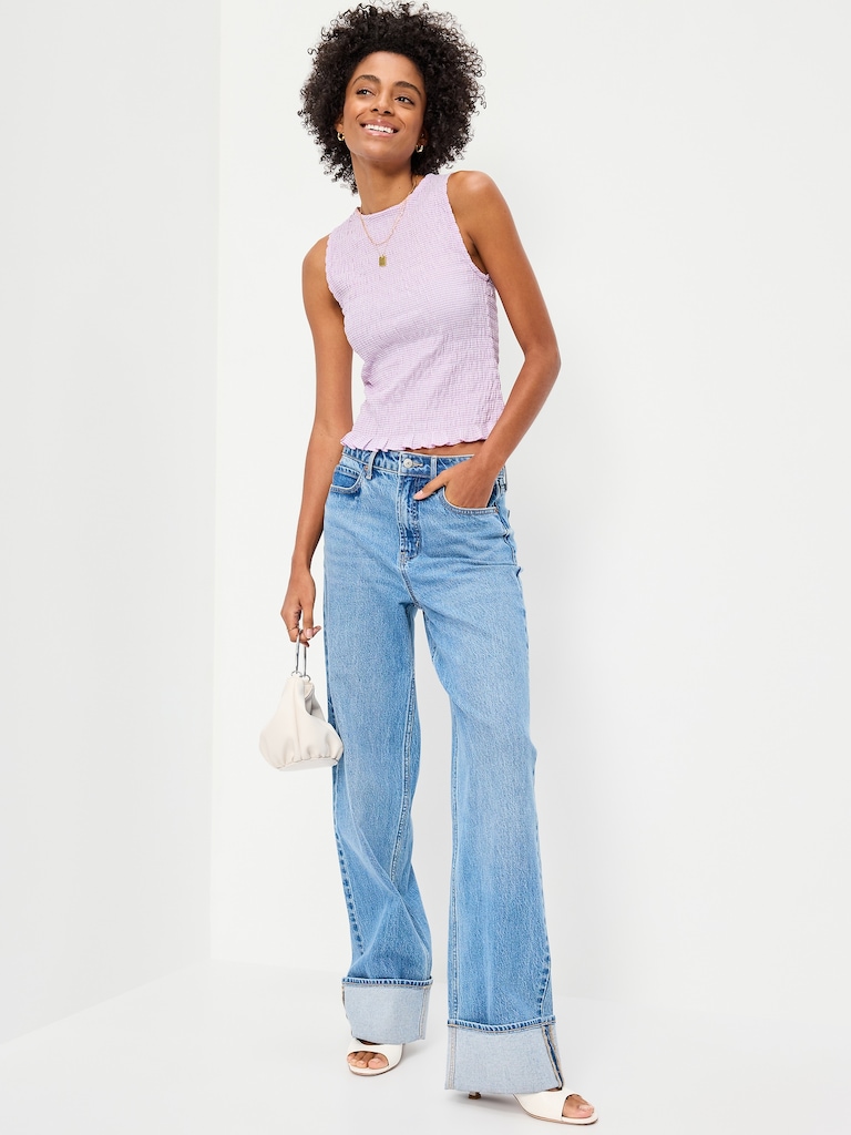 Sleeveless Smocked Tank Top