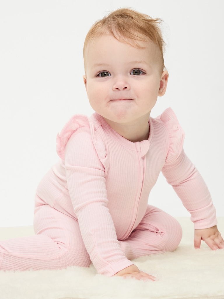 Ribbed 2-Way-Zip Sleep & Play Footed One-Piece for Baby