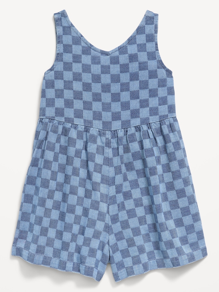 Oversized Sleeveless Chambray Romper for Toddler Girls