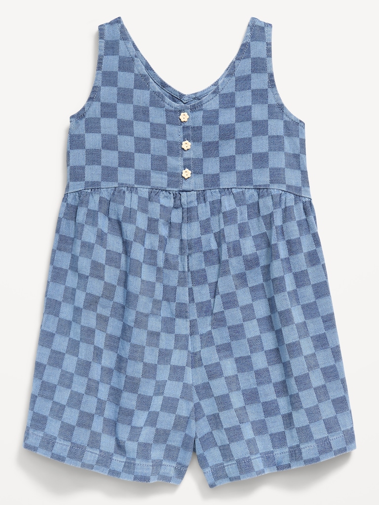 Oversized Sleeveless Chambray Romper for Toddler Girls