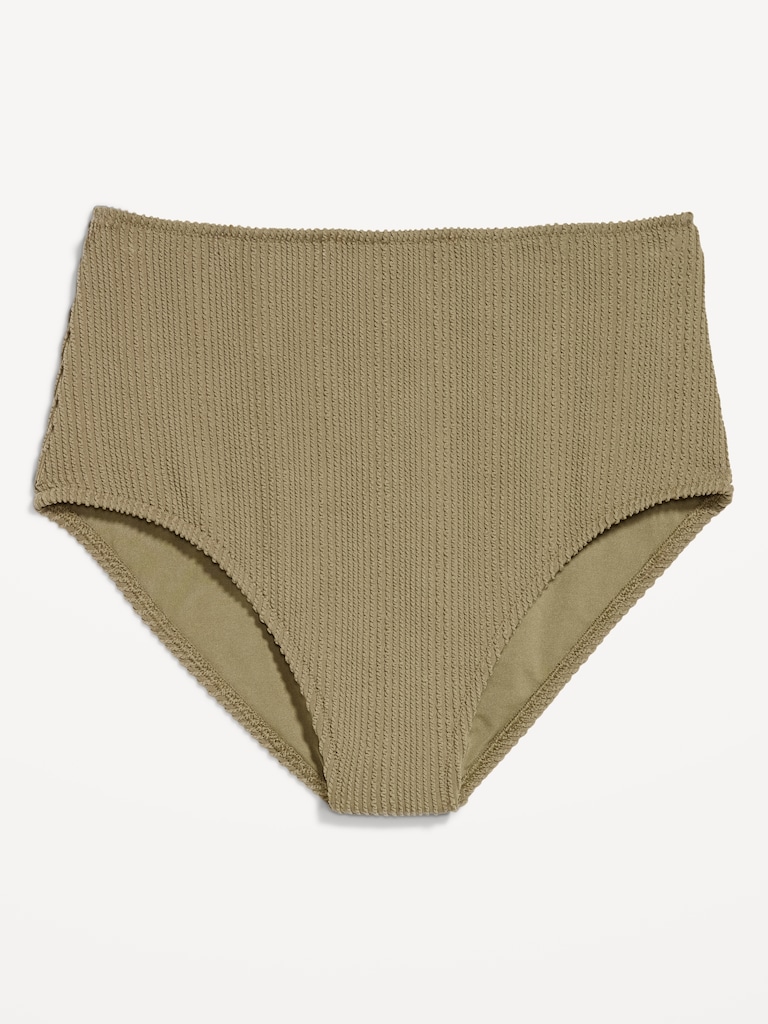 High-Waisted Ribbed Bikini Swim Bottoms