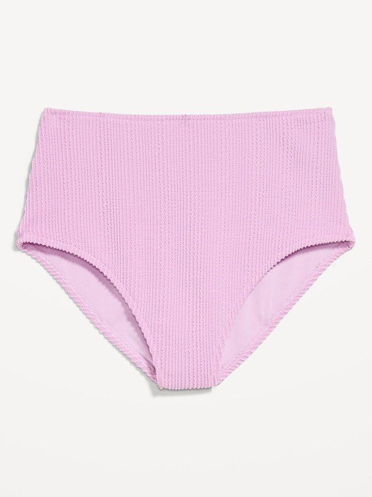 High-Waisted Ribbed Bikini Swim Bottoms