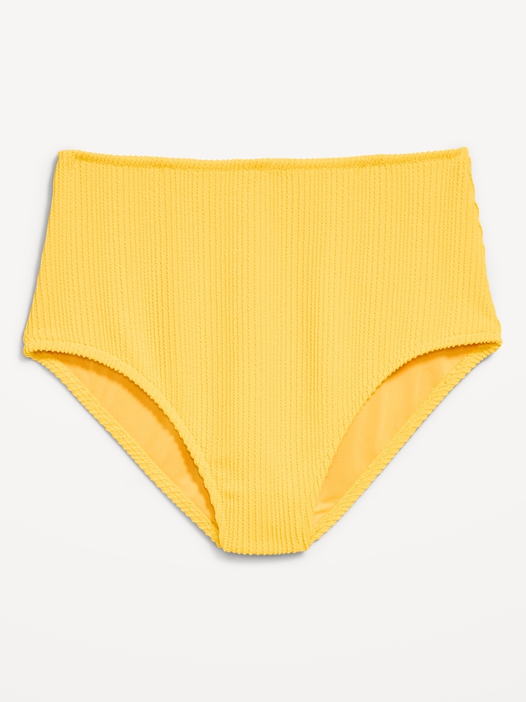 High-Waisted Ribbed Bikini Swim Bottoms