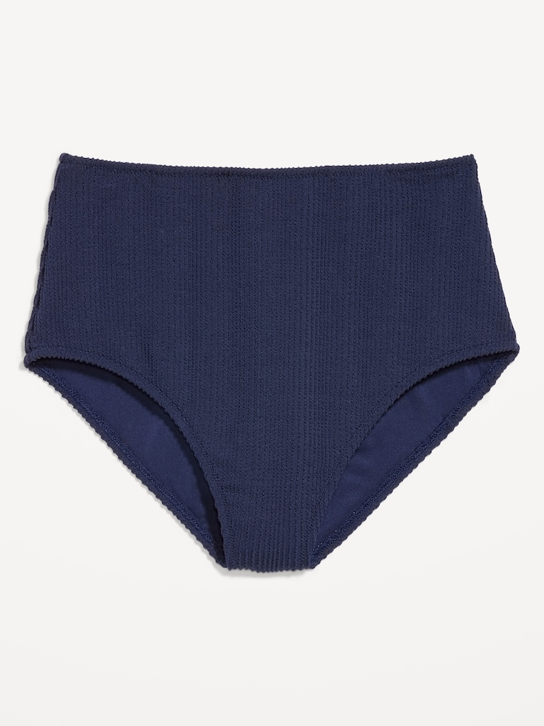 High-Waisted Ribbed Bikini Swim Bottoms
