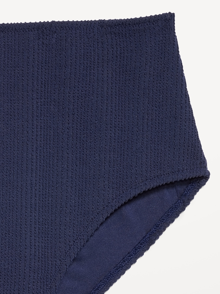 High-Waisted Ribbed Bikini Swim Bottoms