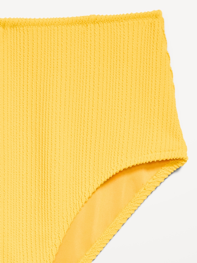 High-Waisted Ribbed Bikini Swim Bottoms