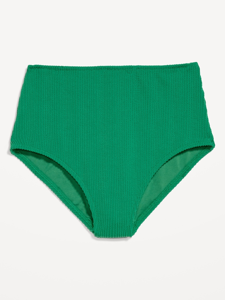 High-Waisted Ribbed Bikini Swim Bottoms