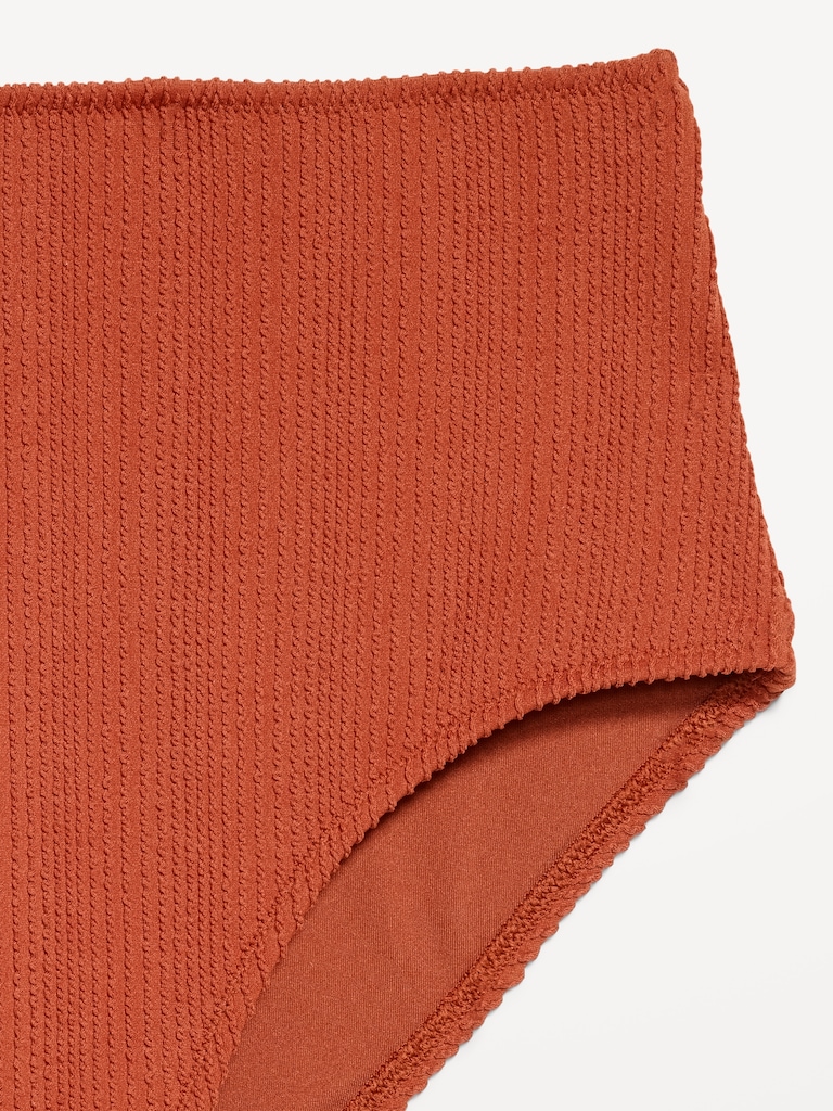 High-Waisted Ribbed Bikini Swim Bottoms