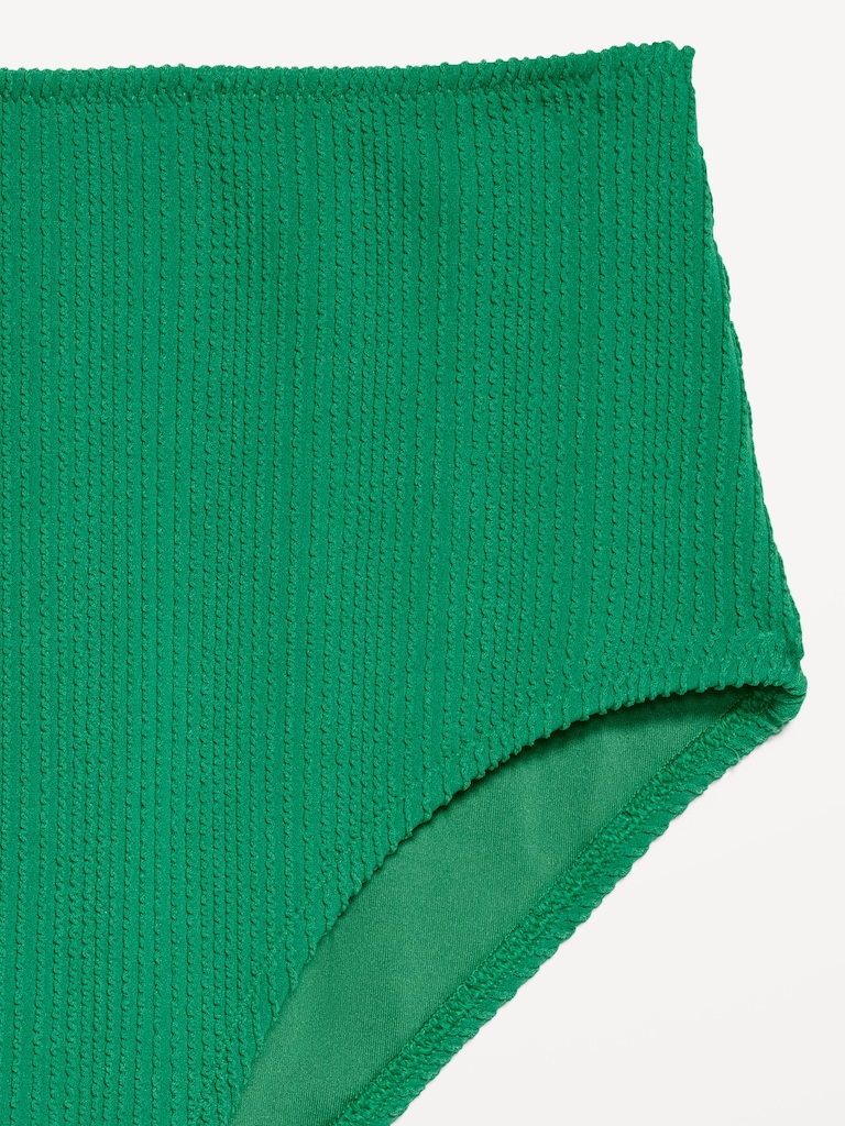 High-Waisted Ribbed Bikini Swim Bottoms