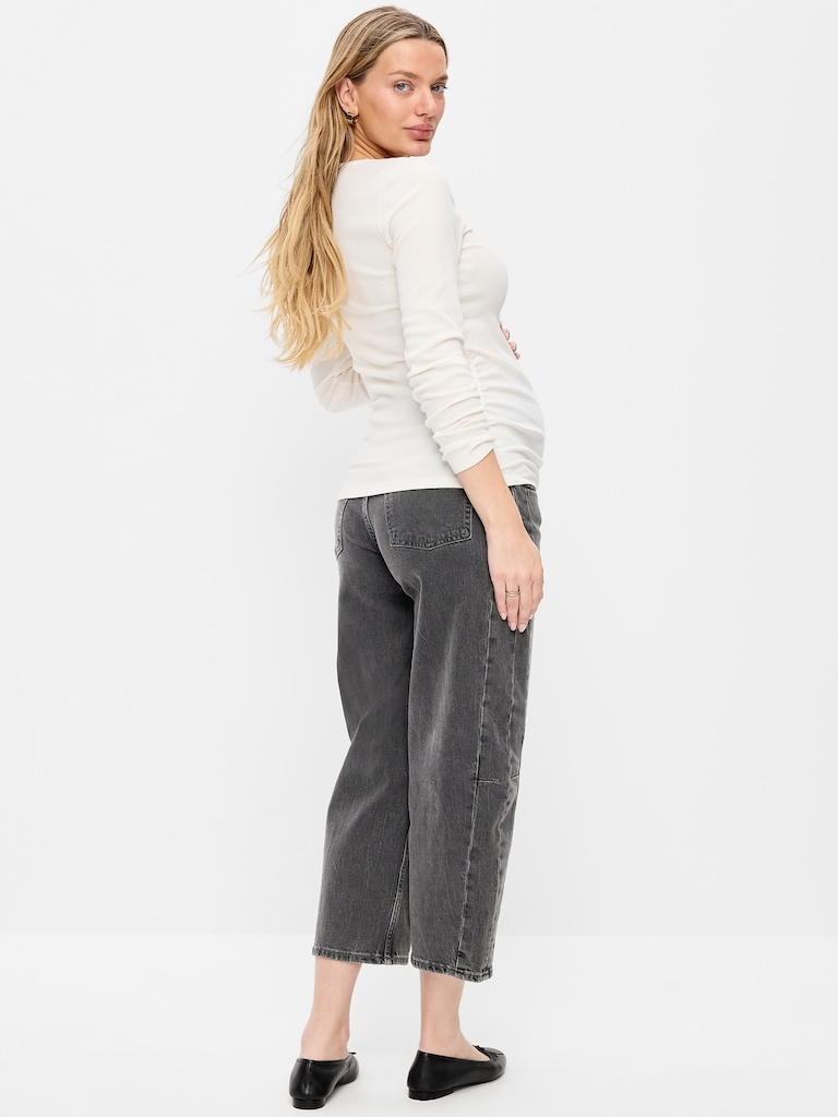 Maternity Full-Panel Barrel Ankle Jeans