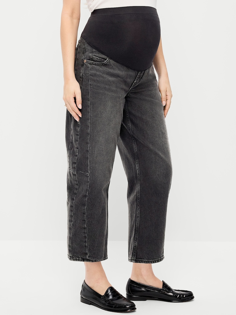 Maternity Full-Panel Barrel Ankle Jeans