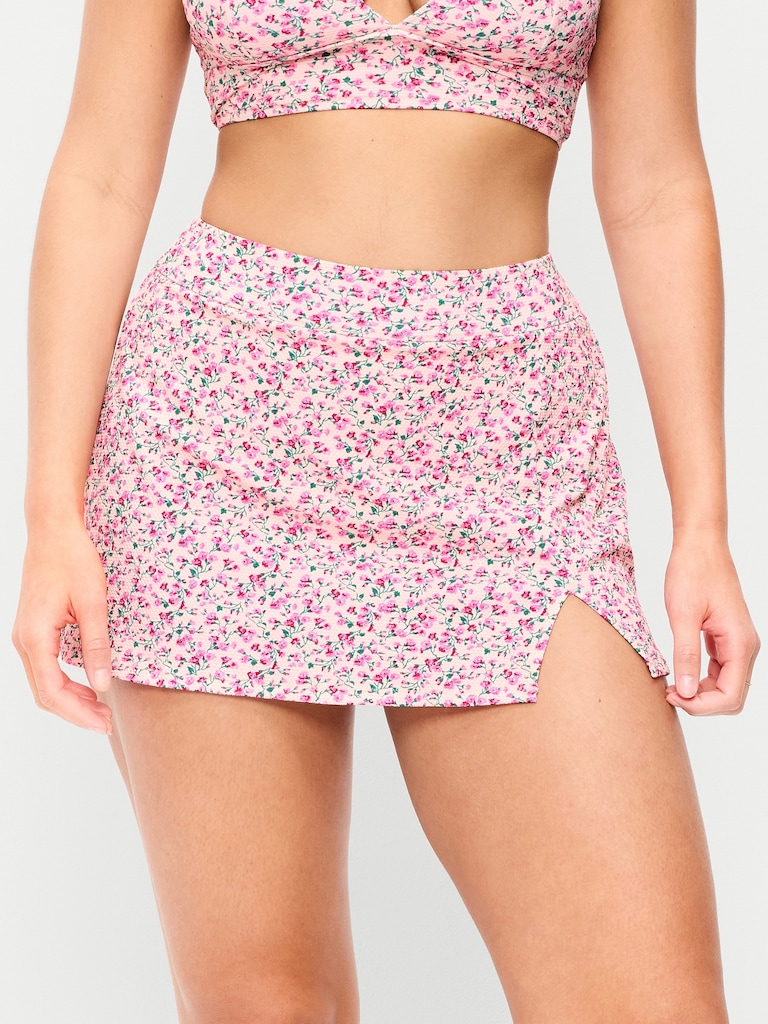 High-Waisted Textured Swim Skirt