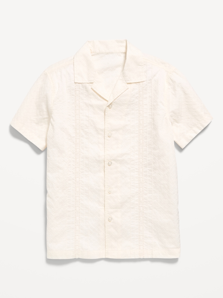 Short-Sleeve Embroidered Eyelet Shirt for Boys