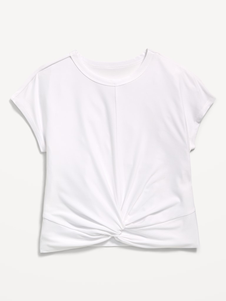 CloudMotion Short-Sleeve Front-Knot T-Shirt for Girls