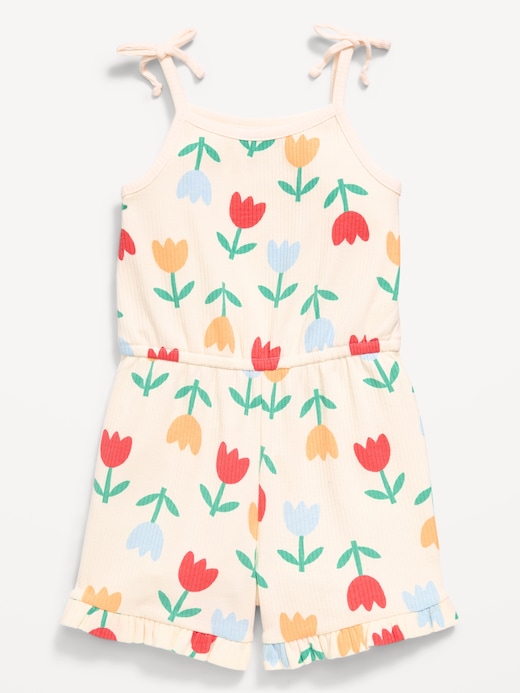 Sleeveless Sleeveless Tie-Bow Ribbed Romper for Toddler Girls under $10 clearance