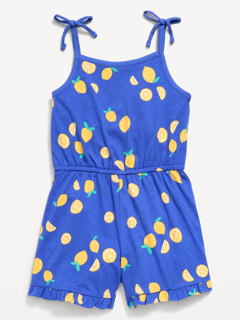 Printed Sleeveless Tie-Bow Romper for Toddler Girls