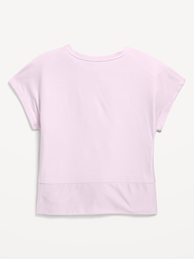 CloudMotion Short-Sleeve Front-Knot T-Shirt for Girls