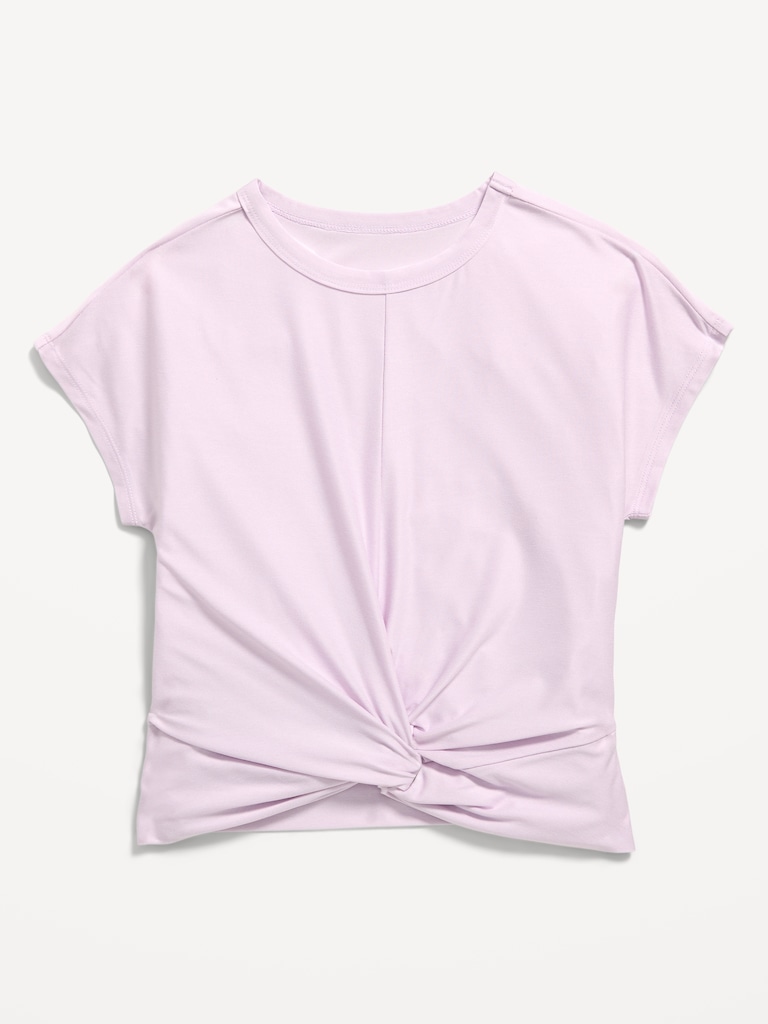 CloudMotion Short-Sleeve Front-Knot T-Shirt for Girls