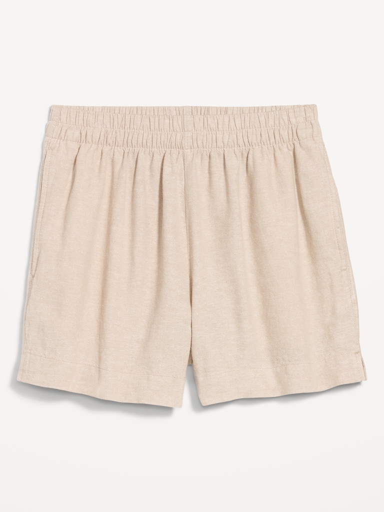 High-Waisted Linen-Blend Shorts -- 3.5-inch inseam