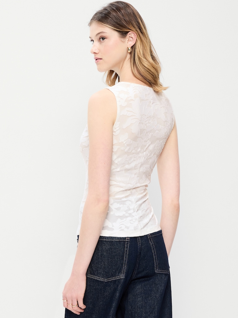 Jacquard Side-Drape Top