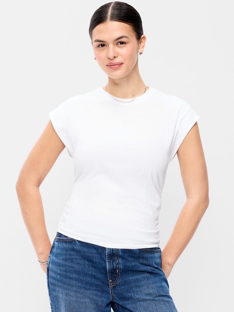 Cap-Sleeve Side-Cinch Top