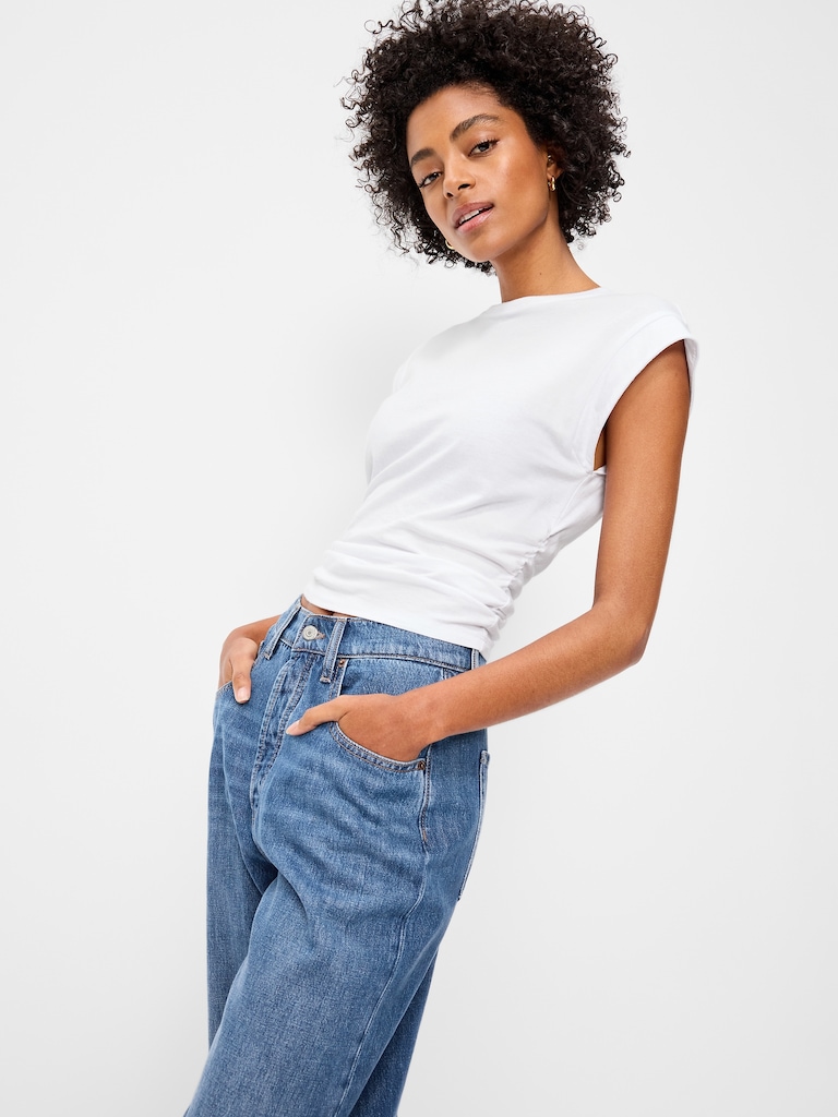 Cap-Sleeve Side-Cinch Top