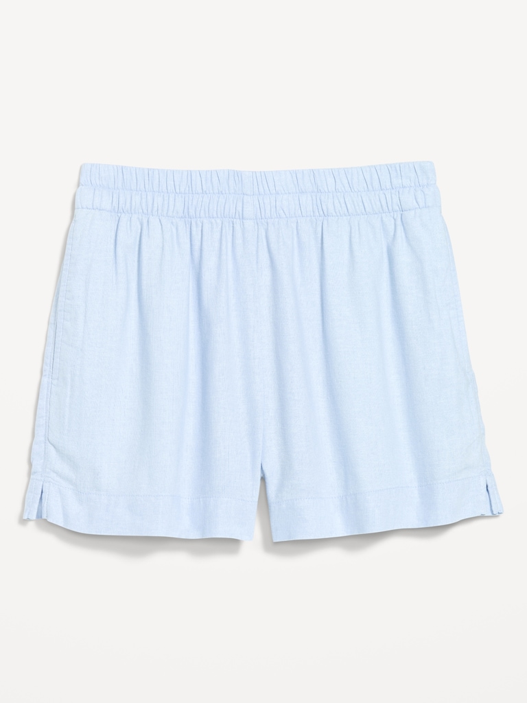 High-Waisted Beach Linen Pull-On Shorts