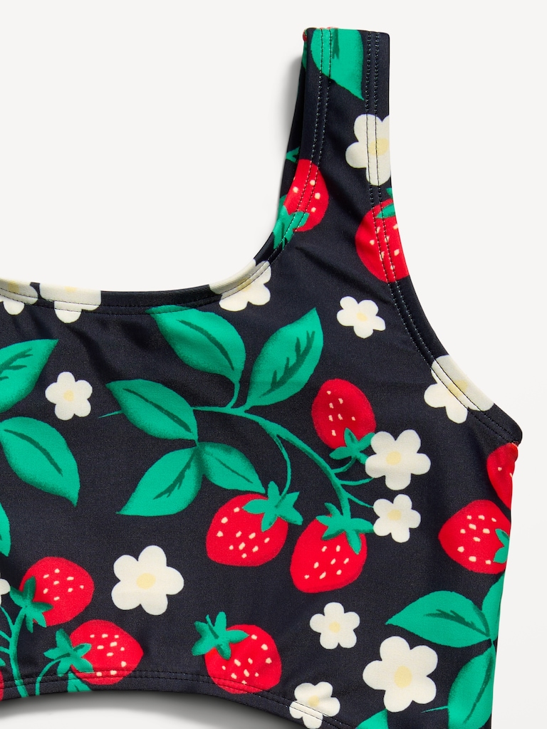 Printed Cutout One-Piece Swimsuit for Girls
