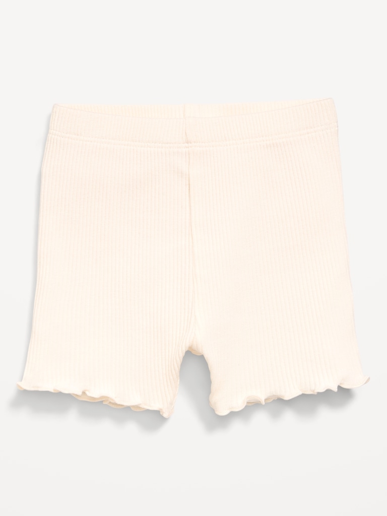 Ribbed Lettuce-Edge Biker Shorts for Baby