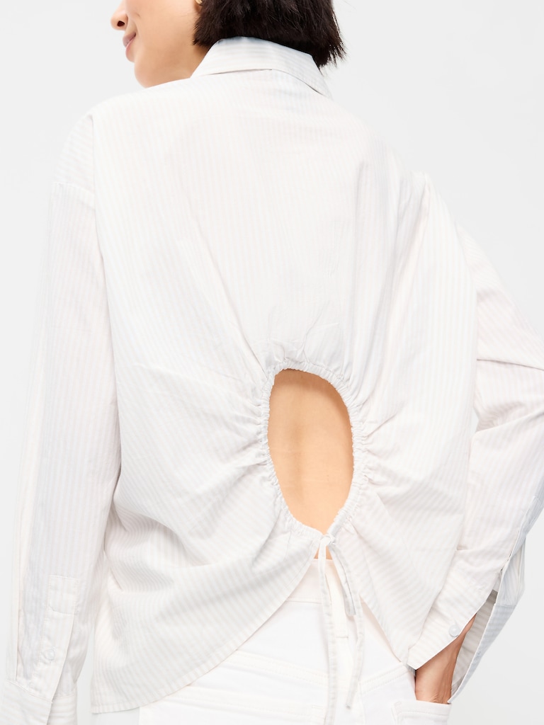 Tie-Back Button-Down Shirt