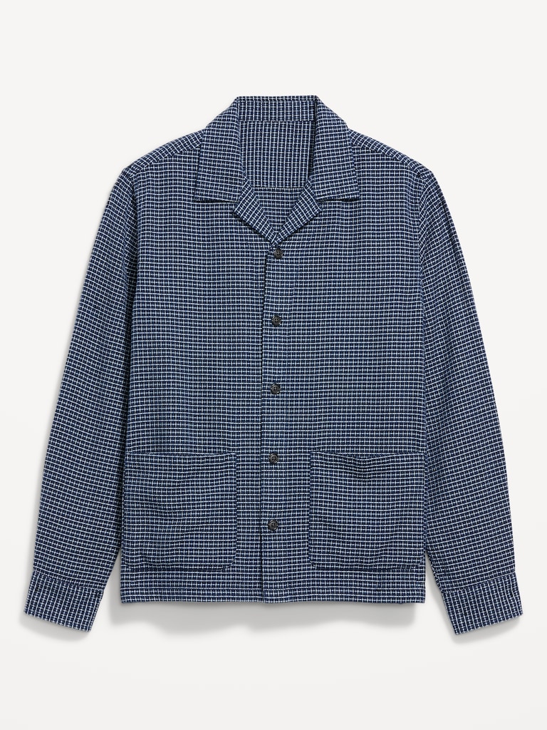 Long-Sleeve Textured Camp Shirt