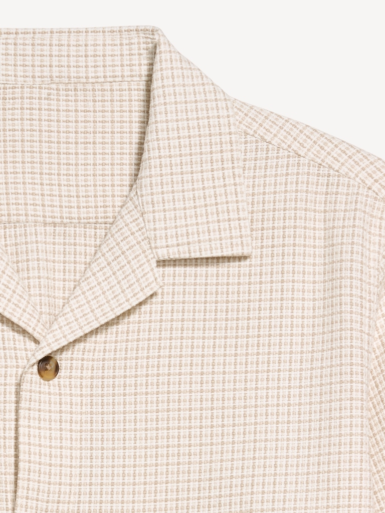 Long-Sleeve Textured Camp Shirt