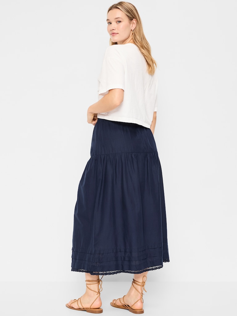Lace-Trim Maxi Skirt