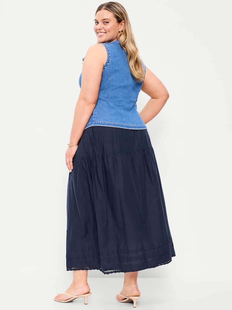 Lace-Trim Maxi Skirt