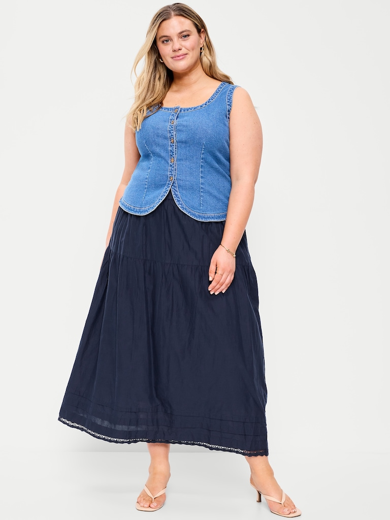Lace-Trim Maxi Skirt