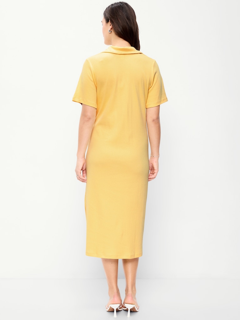 Short-Sleeve Polo Midi Dress