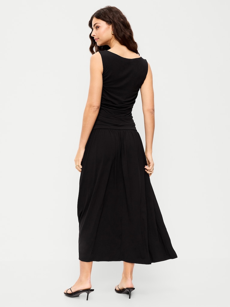 Fit & Flare Drop-Waist Maxi Dress
