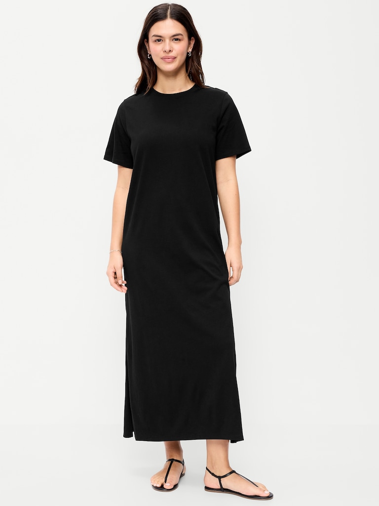 Vintage Crew-Neck Maxi Dress