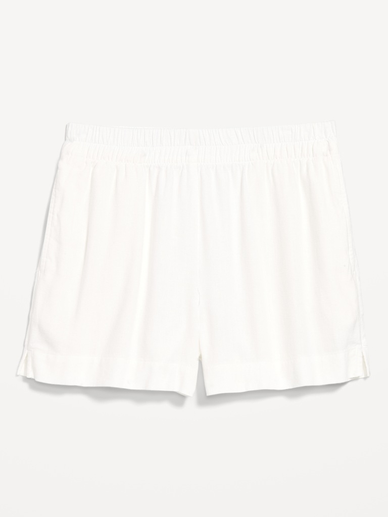 High-Waisted Linen-Blend Shorts -- 3.5-inch inseam