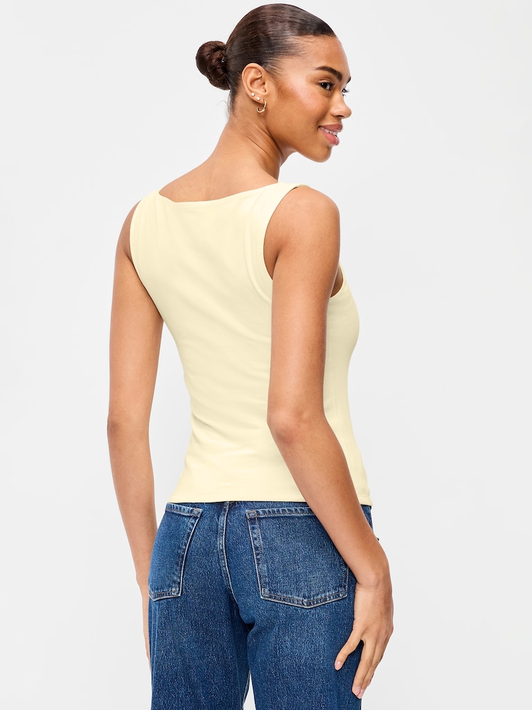 Hug Double-Layer Boat-Neck Top