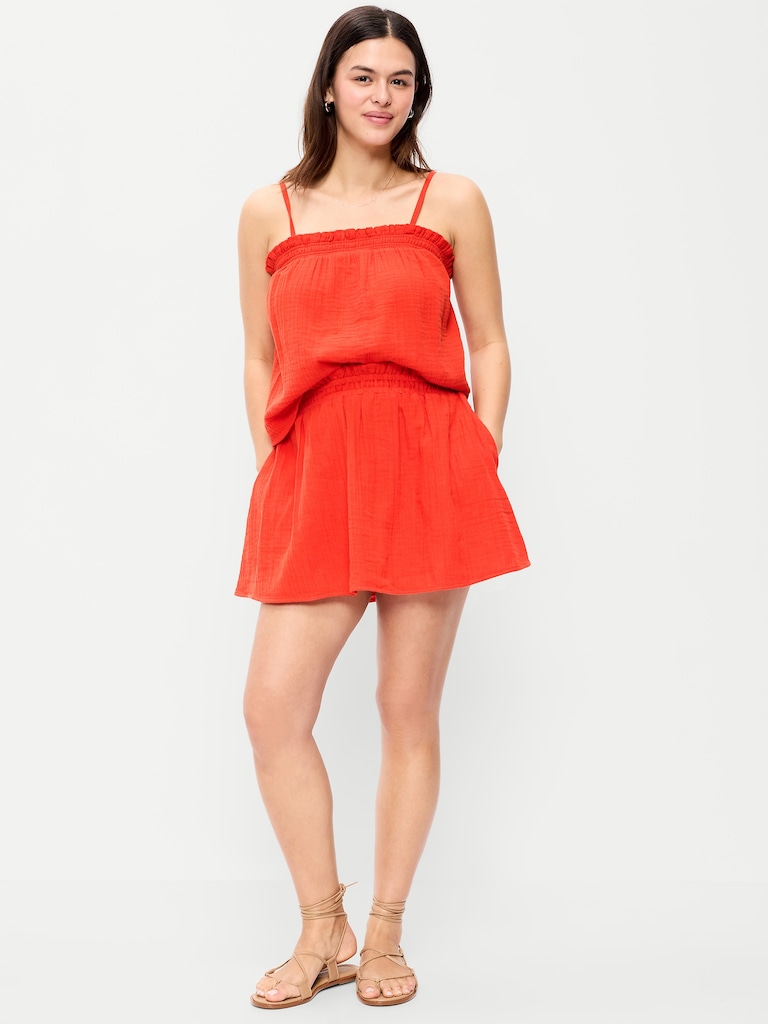 Ruffle Waist Mini Skort